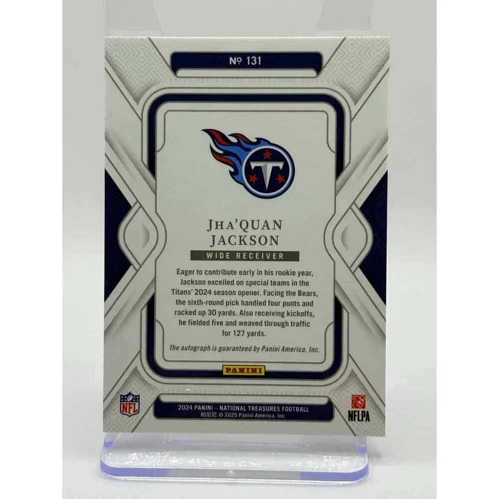 2024 National Treasures Jha’quan Jackson Rookie Purple Auto 27/49 SP Titans RC - Picture 2 of 2